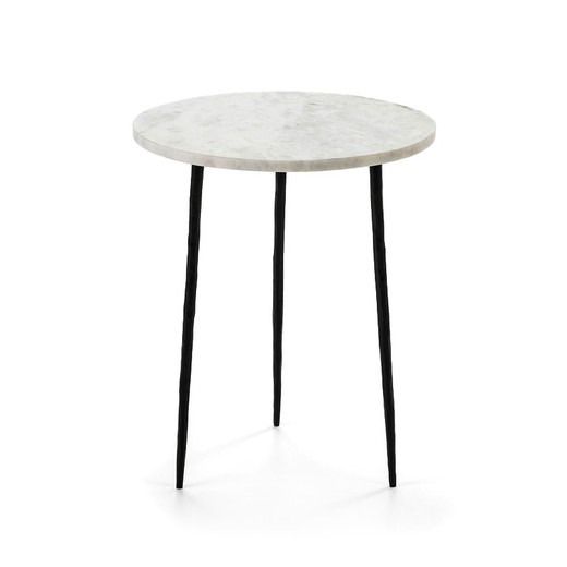 Table d'appoint en marbre noir/blanc, Ø38x45cm