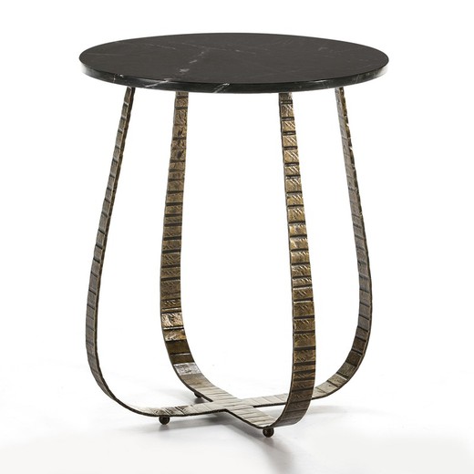 Table d'appoint en marbre noir/métal, 50x50x62 cm