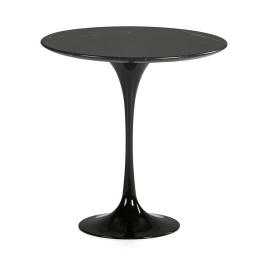 Black marble and fiberglass side table, 50x50x50 cm