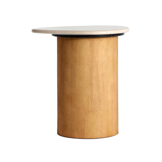 Βοηθητικό τραπέζι από μάρμαρο και οξιά σε μπεζ και φυσικό χρώμα, 41 x 37 x 44 cm | Λόρατς