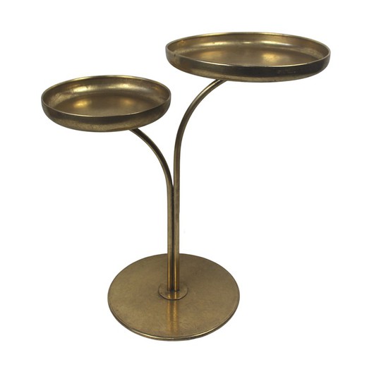 Tavolino in metallo dorato, 54x30x55 cm