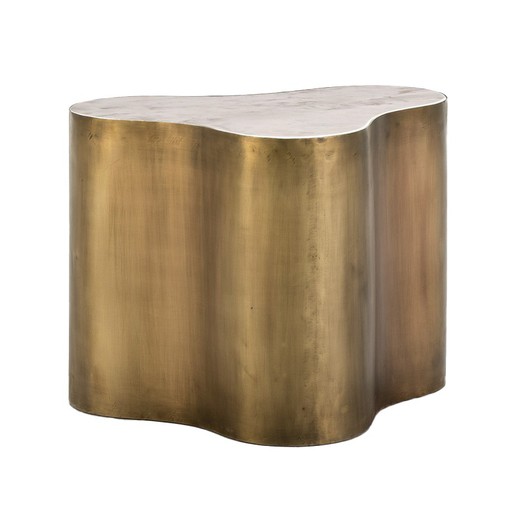Tavolino in metallo dorato/marmo, 65x45x51 cm