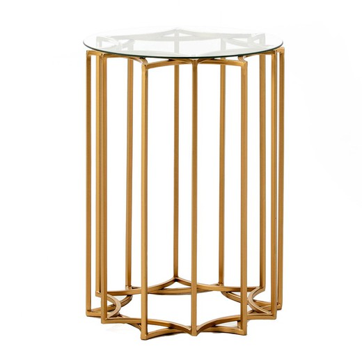Table d'appoint en métal doré Ø46x65 cm