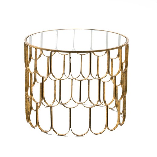Metal side table in gold, Ø54x43 cm
