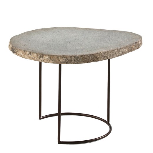 Table d'appoint en pierre gris Ø50x37 cm