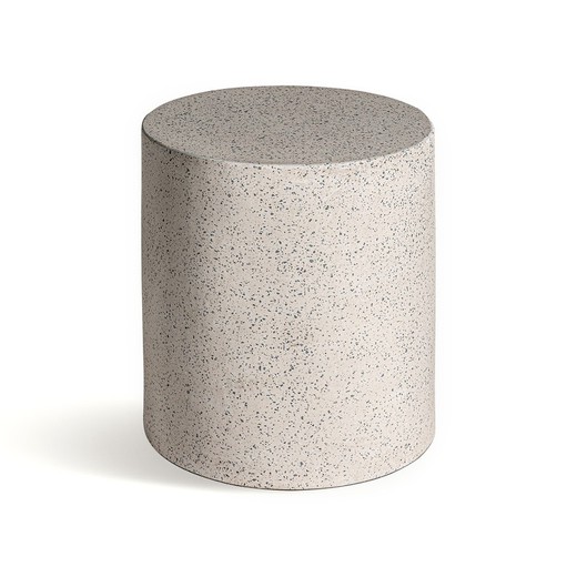 White terrazzo side table, Ø 40 x 50 cm | Albenga