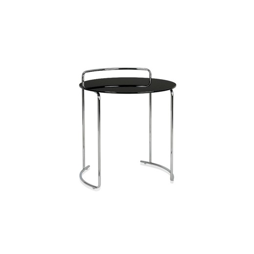 Black glass side table, Ø50x55 cm