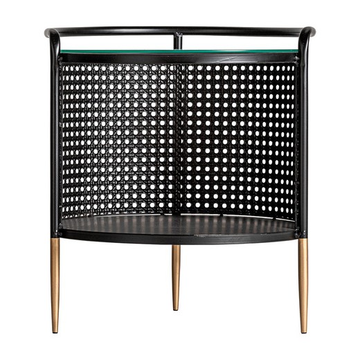 Fussen Iron and Glass Side Table in Black/Gold, 44 x 44 x 50 cm