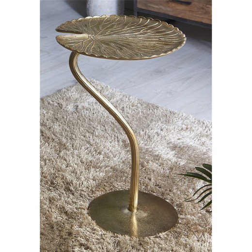 Golden Metal Leaf Lotto Side Table, Ø41x62 cm