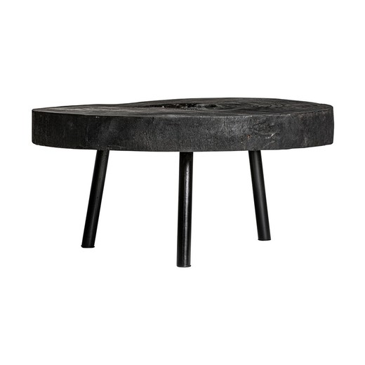Tavolino Kepoi in legno di suar carbonizzato nero, 85 x 85 x 44 cm
