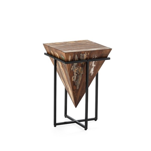 Table d'appoint M en bois et métal naturel et noir, 36 x 36 x 56 cm | Avatar