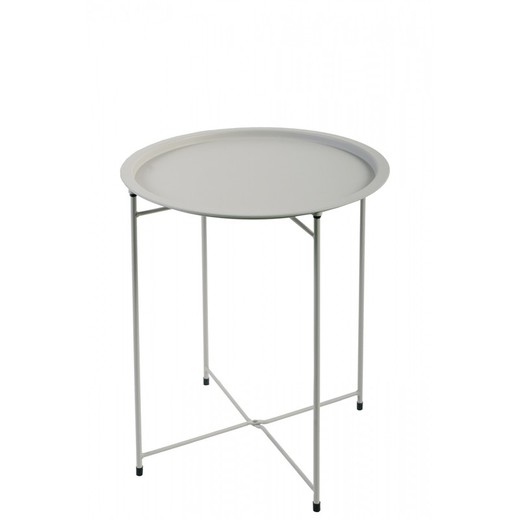 Mesa lateral de jardim dobrável em aço creme Maeva, Ø46x52cm