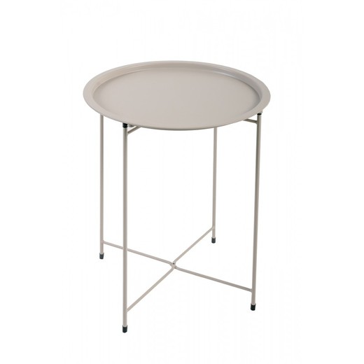 Table d'appoint pliante de jardin en acier taupe Maeva, Ø46x52cm