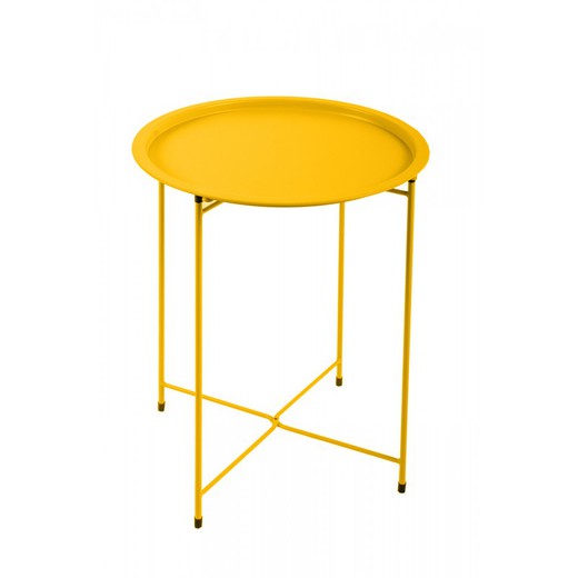 Maeva Steel Tavolino da Giardino Pieghevole Acciaio Giallo, Ø46x52 cm