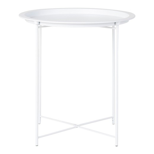 Ronde stalen bijzettafel in wit, 47 x 47 x 50 cm | Bastia