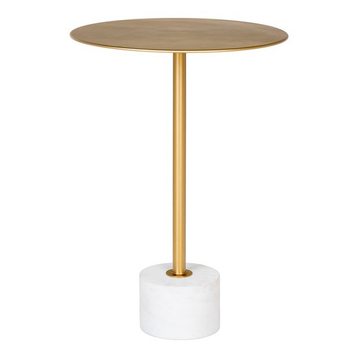 Ronde stalen bijzettafel in goud, 41 x 41 x 58 cm | Lecco