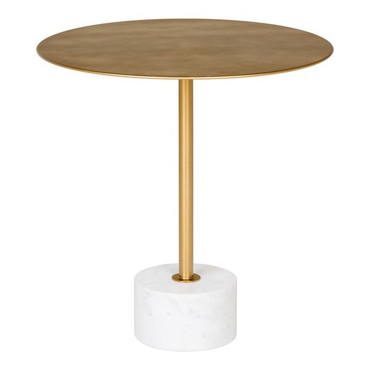 Ronde stalen bijzettafel in goud, 51 x 51 x 52 cm | Lecco