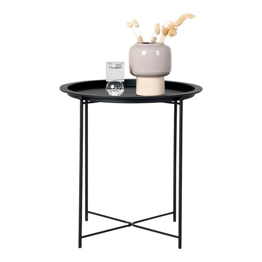 Round steel side table in black, 47 x 47 x 50 cm | Bastia