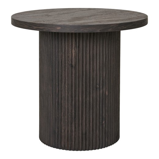 Round wooden side table in dark brown, 48 x 48 x 45 cm | Boavista