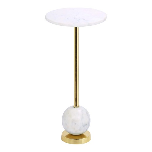 Table d'appoint ronde en marbre blanc, 25 x 25 x 54 cm | salon