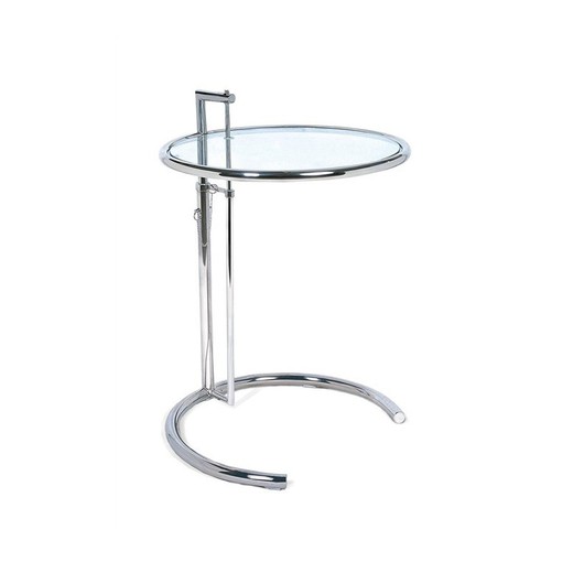Fx Rundt Glas og Rustfrit Stål Sølv/Transparent Sidebord, Ø50x56/91 cm