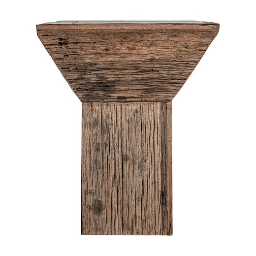 Stolik boczny Samsun wykonany z drewna sosnowego pochodzącego z recyklingu w kolorze naturalnym/białym, 50 x 50 x 61 cm