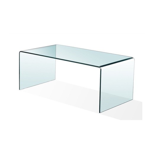 Table centrale carrée Cheval en verre bombé, 100x48x43 cm