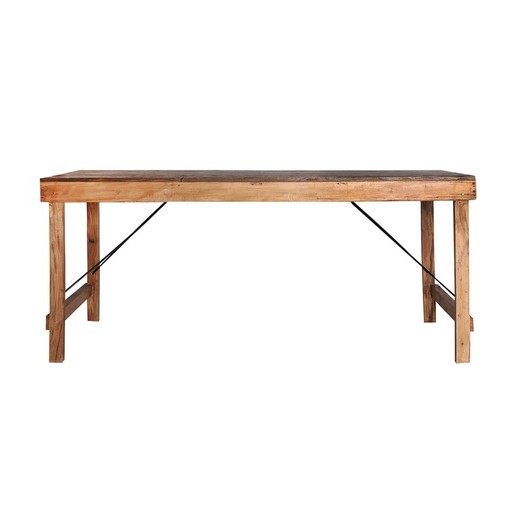 Table à manger Akviran en bois d'acajou naturel, 180 x 90 x 77 cm