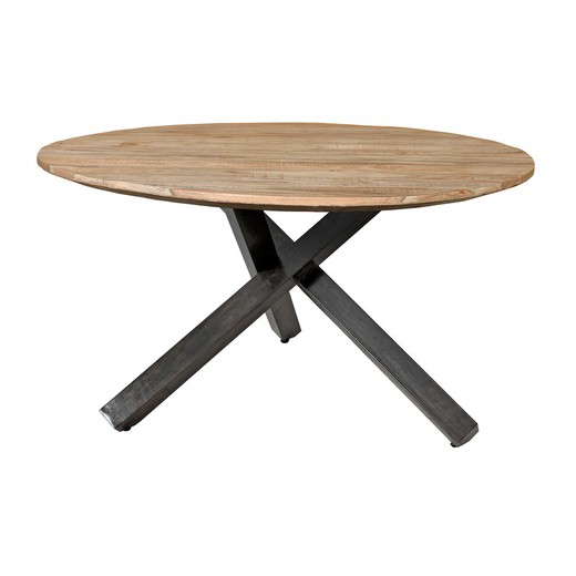 Carsten Dining Table in Acacia and Natural/Black Metal, Ø130x77 cm