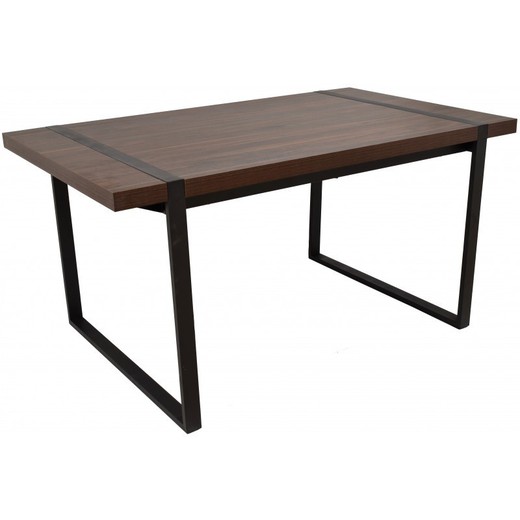 Stół do jadalni Jacinda kwadratowy z drewna i brązu/czarnego metalu, 150x90x75 cm