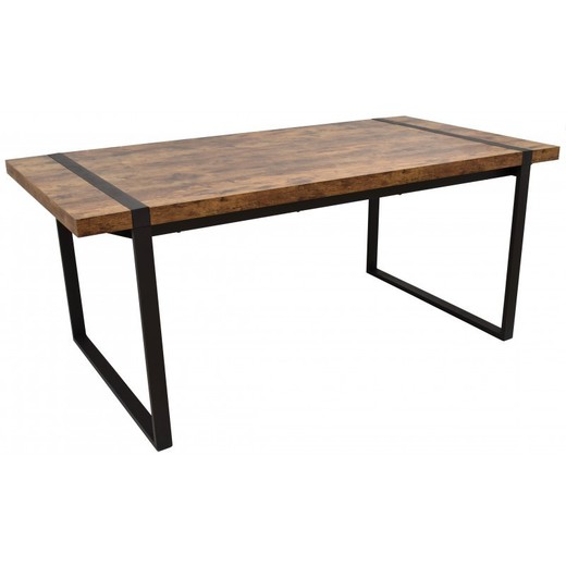 Table à manger carrée en bois et métal naturel/noir Jacinda, 150x90x75 cm