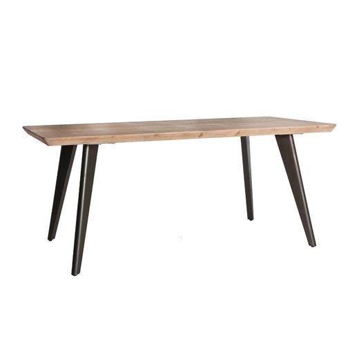 Stół do jadalni z jodły i żelaza w kolorze naturalnym i czarnym, 180 x 90 x 76 cm | Narbonne