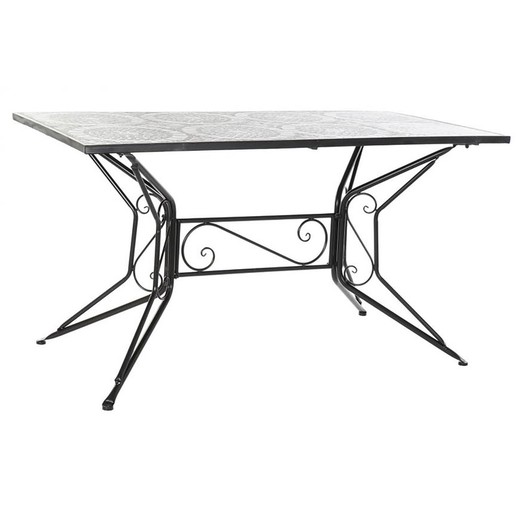 Table à manger en fer forgé et céramique, 140x70x75,5cm