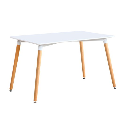 Hvidt/naturligt træ spisebord, 120 x 80 x 75 cm | nordika