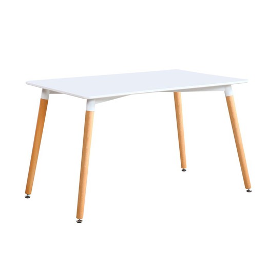 White/natural wood dining table, 140 x 80 x 75 cm | nordika