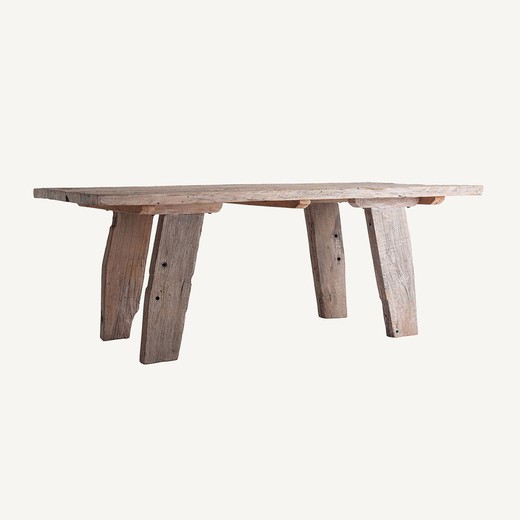 Stół do jadalni z białego drewna mango, 200 x 100 x 75 cm | Hassi
