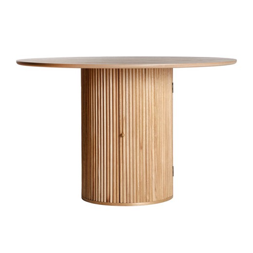 Table à manger en bois de Paulownia de couleur naturelle, Ø 120 x 77 cm | Skagen