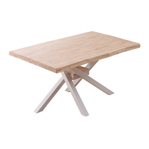 Eettafel naturel/wit hout en metaal, 150 x 90 x 76 cm | Xena
