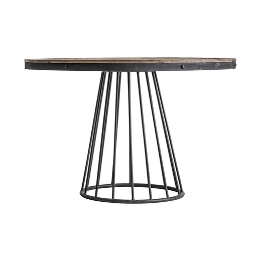 Mesa de Jantar Lavik Madeira/Pinho Reciclado Preto, Ø120x80cm