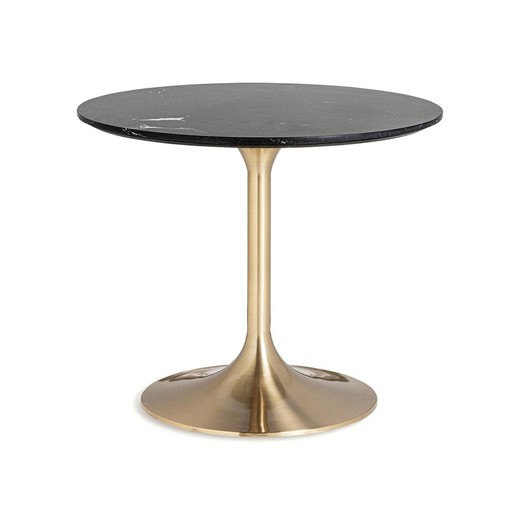 Porcelanowy stół do jadalni w kolorze czarnym i złotym, Ø 90 x 76 cm | Kelheima