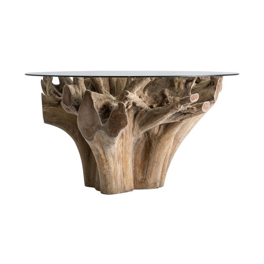 Teak Root and Warri Glass Dining Table, Ø150x80cm
