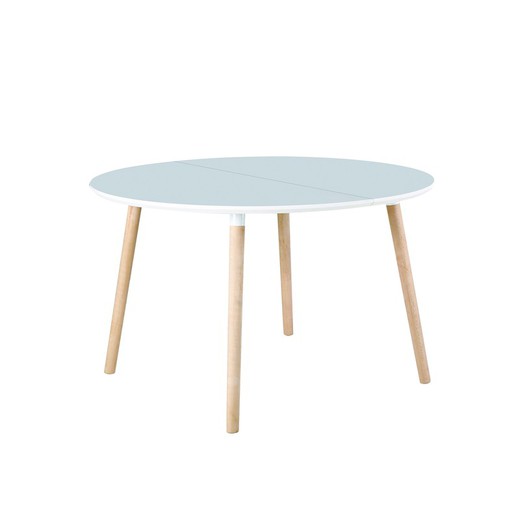 Extendable dining table in white/natural wood, 100-140/180 x 100 x 75 cm | nordika