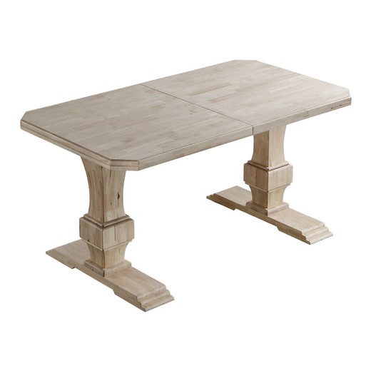 Mesa de jantar extensível em madeira natural, 160/200/240 x 90 x 79 cm | versalhes