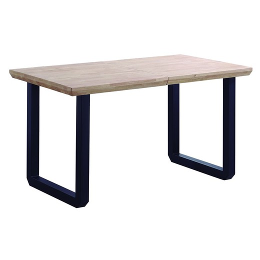 Stół rozkładany z naturalnego drewna i czarnego metalu, 140-180/220 x 80 x 77 cm | Rzym