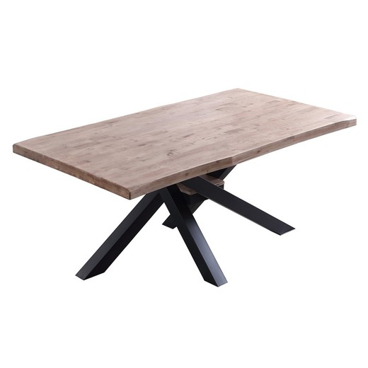 Spisebord L i naturlig eg og metal, 180 x 100 x 76 cm | xena