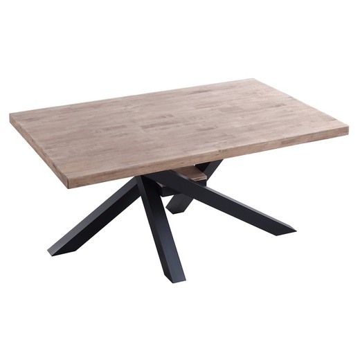 Dining table L smooth oak and natural metal, 160 x 100 x 76 cm | xena
