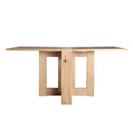 Folding mindi wood dining table in natural color, 164 x 90 x 75 cm | Nyry