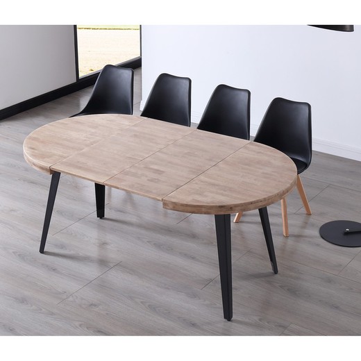 Conjunto de Mesa de Cocina Extensible + 4 sillas - 100/140 x 60 x 76 cm.  (Negro - Blanco)