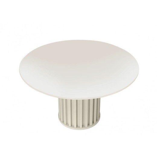 Table à manger ronde en bois blanc et verre Virginia, Ø136x79'6 cm