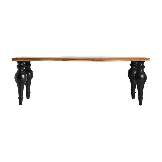 Tavolo da pranzo Zenica in legno di acacia nero/naturale, 220 x 98 x 78 cm